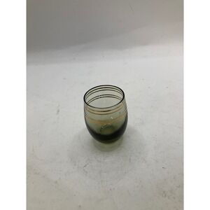 Vintage Green Glass Gold Banded Shot Glass Barware Drinkware Liquor‎